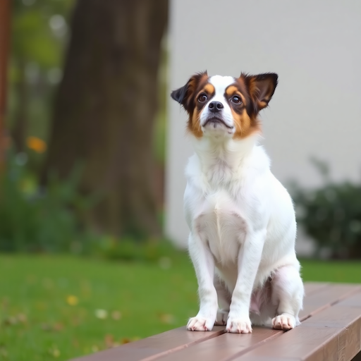 Original image showing a dog sitting on a bench